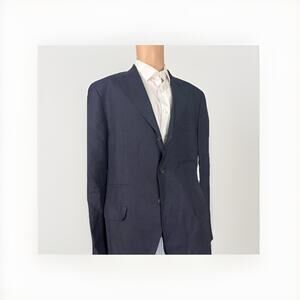 Brunello Cucinelli Navy Wool Silk Linen Blazer Sportcoat 52IT/42 US Peak Lapel